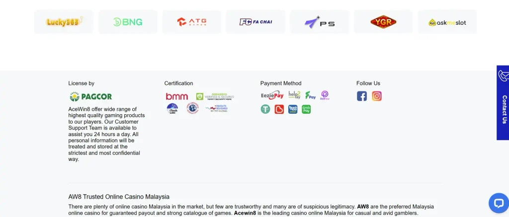 AW8 Casino Payments